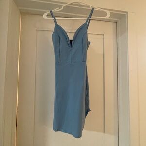 Chic Blue Sleeveless Mini Dress